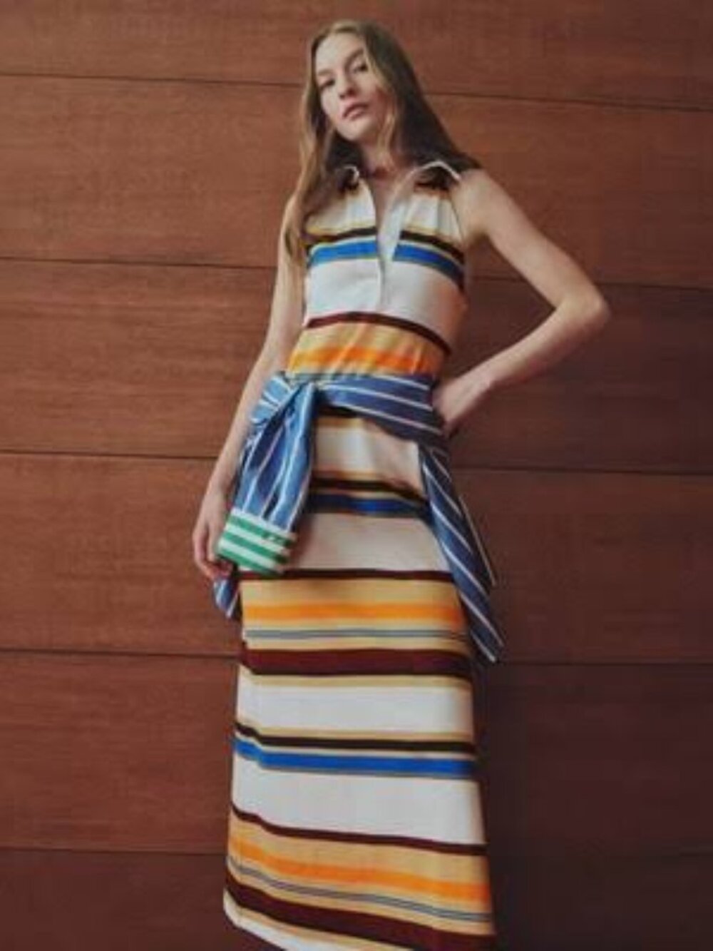 ~Women Sleeveless Polo Striped Maxi Dress - Rosie Assoulin Multi L~NWT's